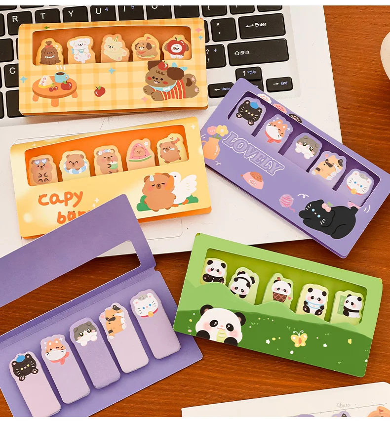 150/600 Lembar Stiker Indeks Kartun Catatan Tempel Lucu Label Kategori Perekat Diri Alat Tulis Belajar Siswa Memo Pad