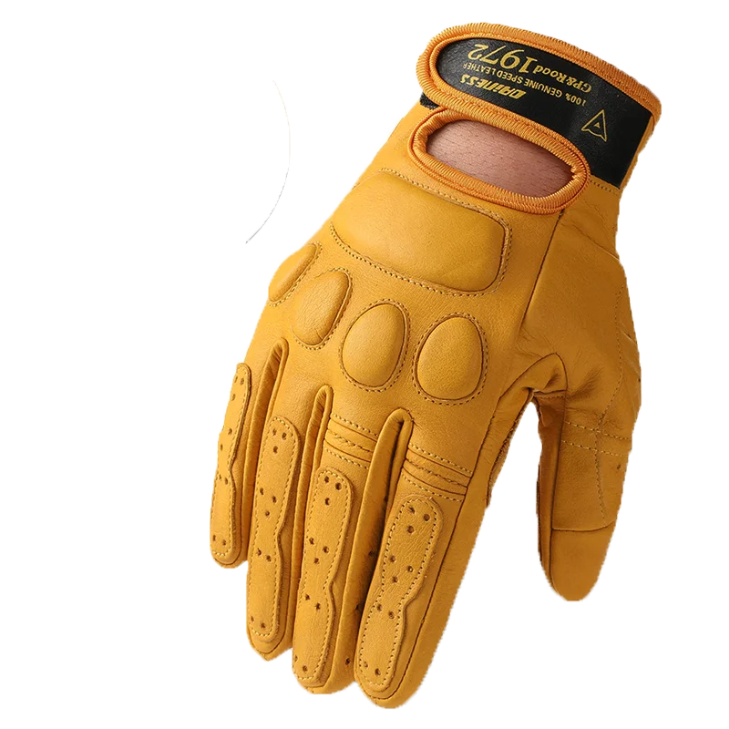 Motorcycle gloves, male driver, vintage motorcycle driver, anti slip and durable touch screen fitness leather cowhide gloves