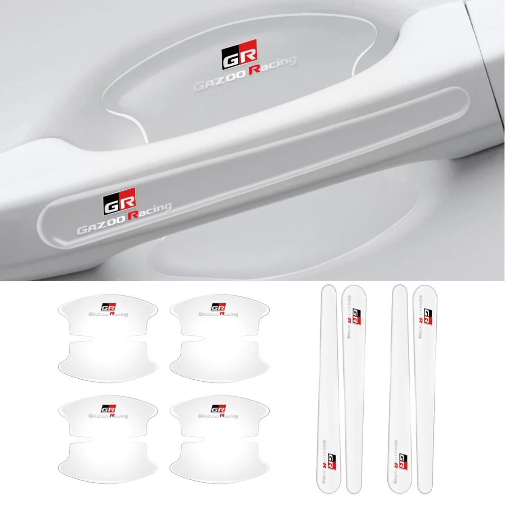 4/8pcs Silicon Transporant Car Door Handle Stickers Car Bowl Protection Anti Scratch for Toyota GR GAZOO Racing  Car Accessories