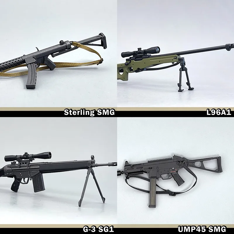 

NEW 1/6 Sterling SMG L96A1 G3 SG1 UMP45 SMG Soldier Weapon Model for 12inch Action Figure Military Army Collection In Stock