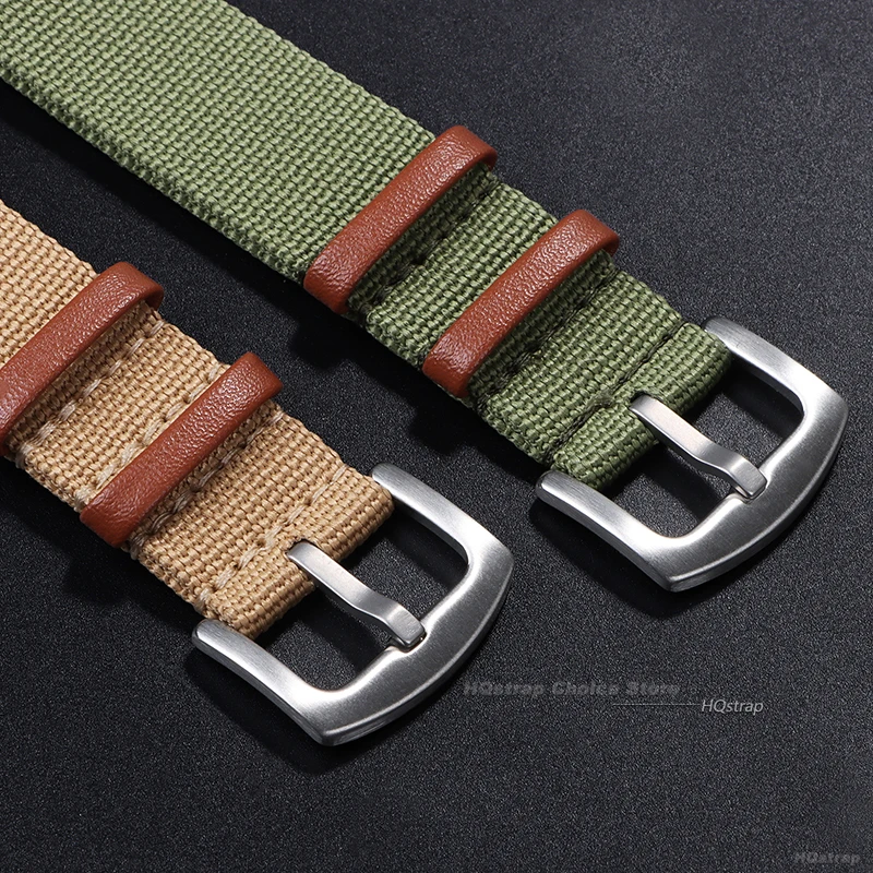 Ребристый ремешок для военных сменных ремешков для часов 20 мм 22 мм нейлоновый кожаный ремешок премиум-качества для Hamilton Khaki Field