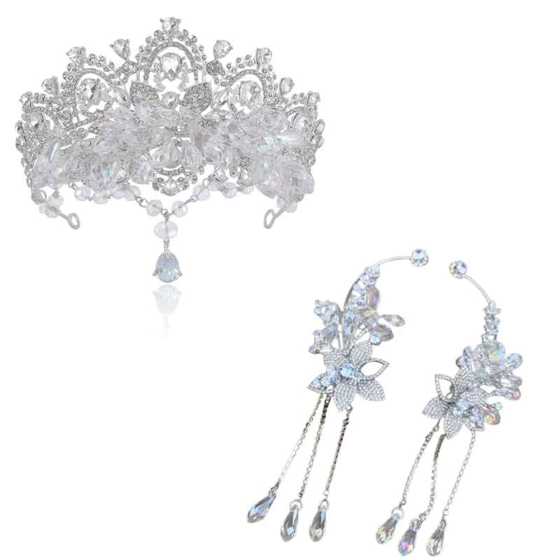 

Elegant Wedding Headpiece/Ear Hangers Sparkling Bridal Headwear for Wedding Party Stylish Bride Photography Accessories