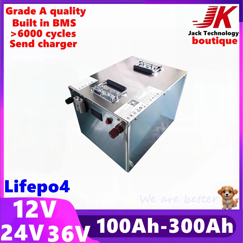 

LiFepo4 24V 100Ah 200Ah 12V 250Ah 280Ah 300Ah 36V 260Ah 280Ah 300Ah Lithium Battery for Trolling Motor Solar System RV Boat