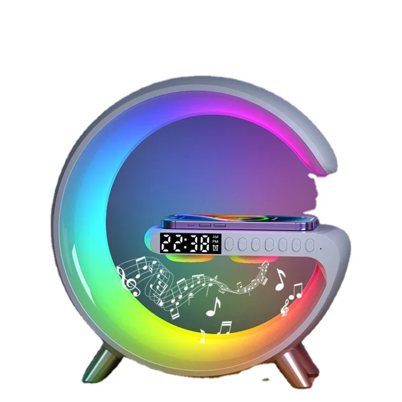 Wireless Charging Bedside Lamp Creative Gift Alarm Clock Small Night Lamp Bedroom Sleep Ambience Light Bluetooth Audio Table