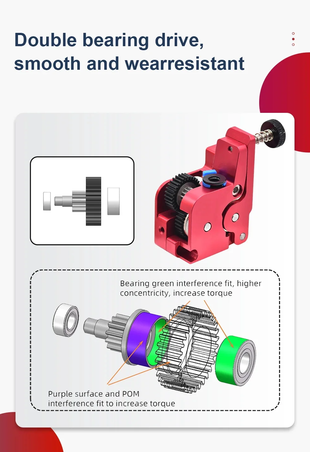 Upgrade All Metal Extrusion Dual Gear für K1C, K1, K1 MAX ohne Motor Mechhine Kit Double Gears Drive Extruder k1 max Upgrades