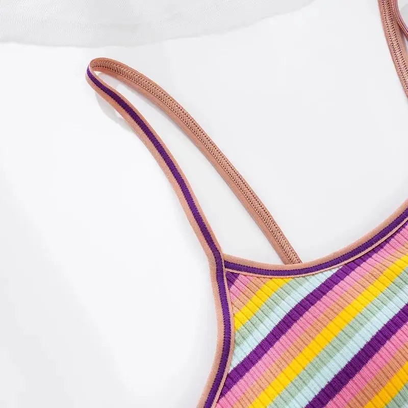 Universal Rainbow Camisole Bra Cotton Padded Bra  Women\'s Underwear  Anti Shake Women\'s Sports Bra