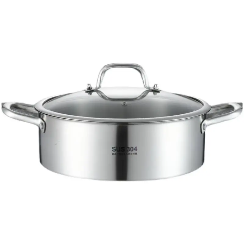 LMM stainless steel mandarin duck hot pot induction cooker large capacity side stove pot thickened hot pot basin