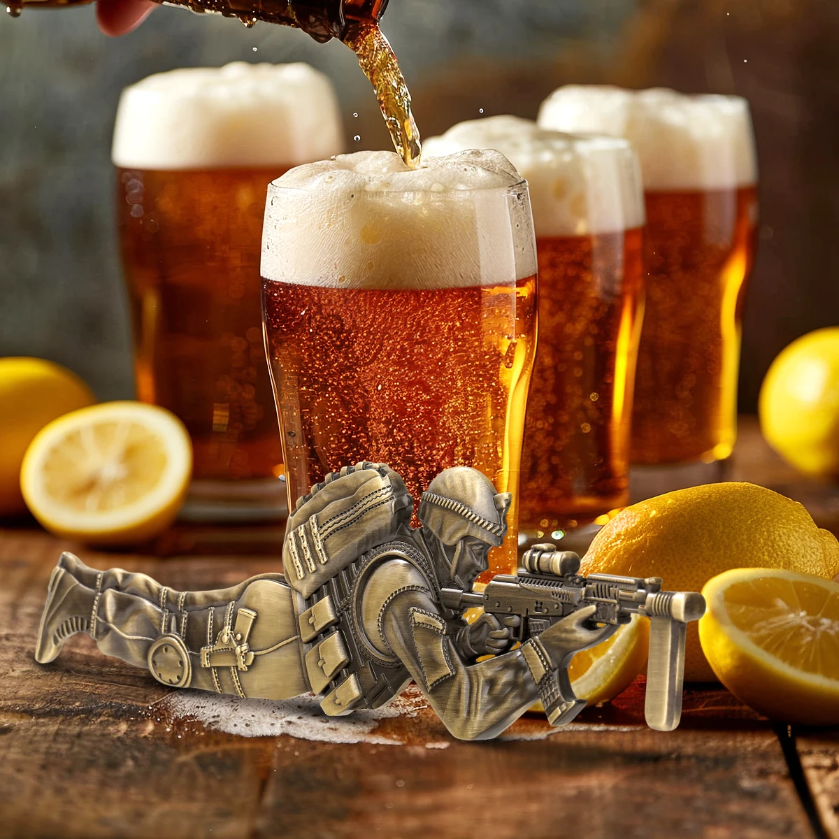 Vintage Soldaten-Gewehr-Statue Flaschenöffner aus Metall, Einzigartiges Bar-Werkzeug für Hausbar und Küchendekoration, Geschenk für Militärfans – Detail 6