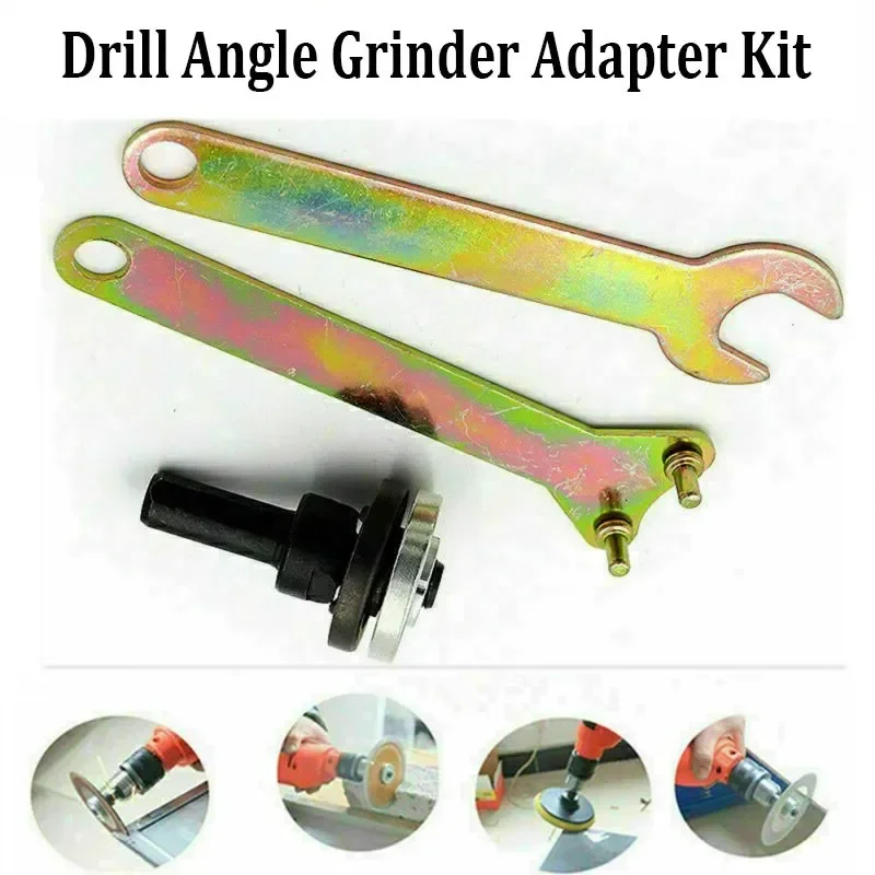 5Pcs Drill Angle Grinder Mandrel Adapter Disc Holder Kit Spanner Set M10/16mm Hole 5P For 10mm Above Drill Chuck Tool Parts
