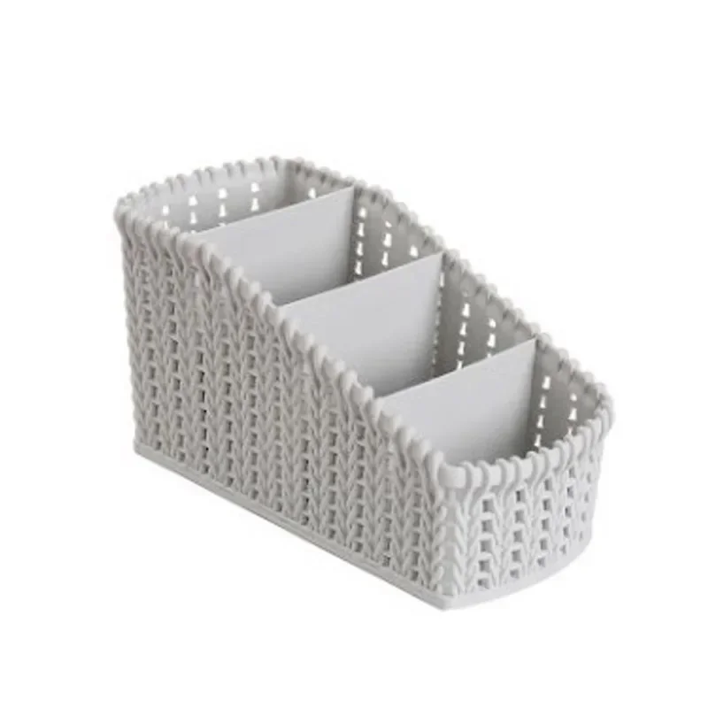 1pc Imitation Rattan Storage Basket Multi-grid Storage Box Desktop Cosmetics Box Creative Household Goods Storage Basket