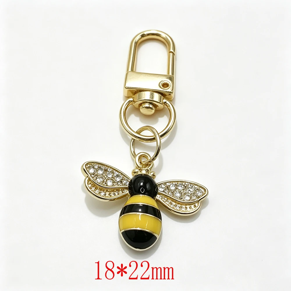 10 Stück Zinklegierung Strass Bienen-Schlüsselanhänger Emaille Honigbienen-Anhänger Kristallflügel Karabinerverschluss Taschenanhänger Autoschlüssel Geschenke – Detail 5