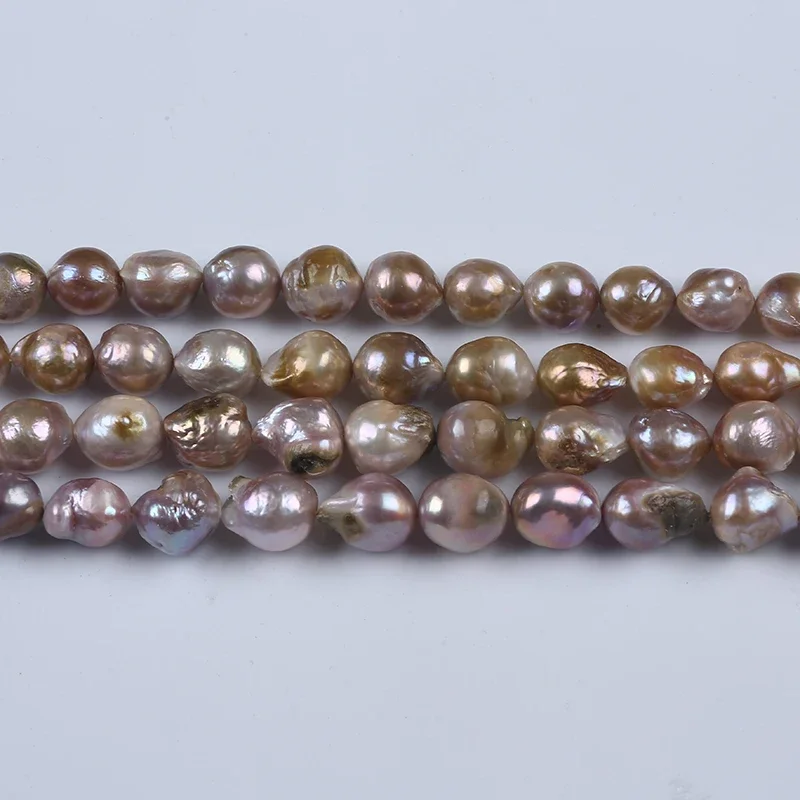 

10-12mm Cultured Edison Freshwater Pearls Loose Nucleated Pearl Strand