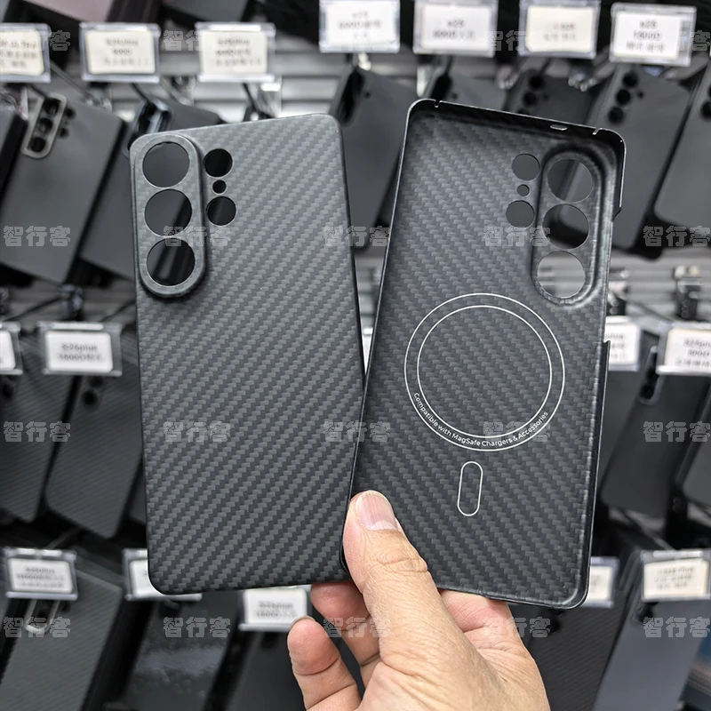 ZXKE Carbon Fiber Case voor Samsung Galaxy S26 S24 S25 Ultra met ingebouwde ijzeren plaat, magnetische autohouder, Magsafe, Aramid Fiber behuizing
