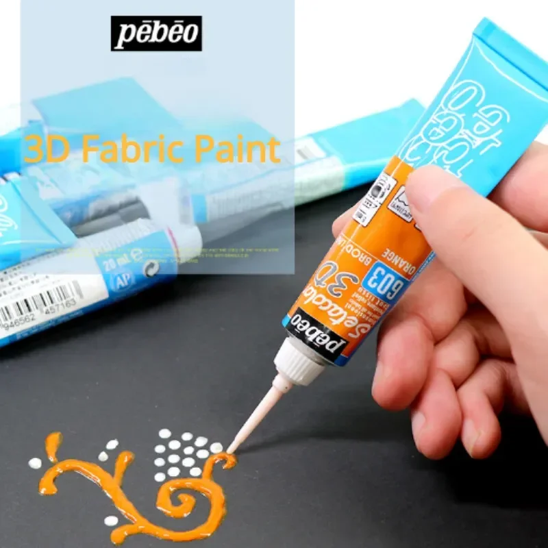 

1PC PEBEO Setacolor 3D Fabric Paint, 20ml Textile Fiber Hook Line Pen Waterproof Diy Hand-painted Dimensional Clothes Pigment