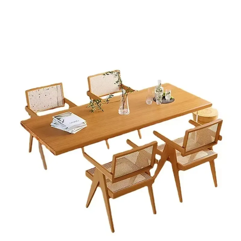 Solid Wood Dining Table Modern Minimalist Wabi Suspended Ash Wood Dining Table For Home Kitchen Furniture
