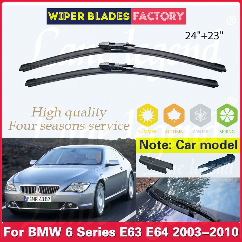 

For BMW 630Ci 630i 645Ci 650i M6 E63 E64 2003-2010 Wiper Front Wiper Blades Windshield Windscreen Window 24"+23" Car Accessories