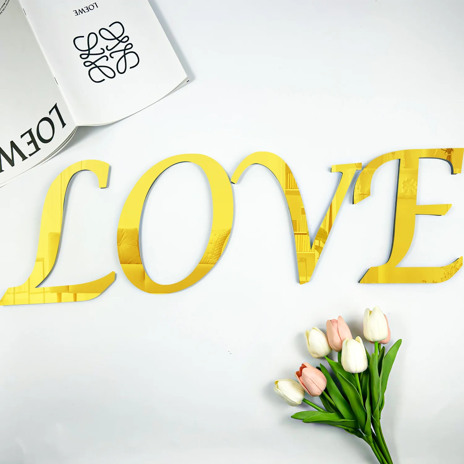 3D Acrylic Mirror Letters 20cm Decoration Alphabet A-Z Self-adhesive English Uppercase Wall Sticker Home DIY Name Combination