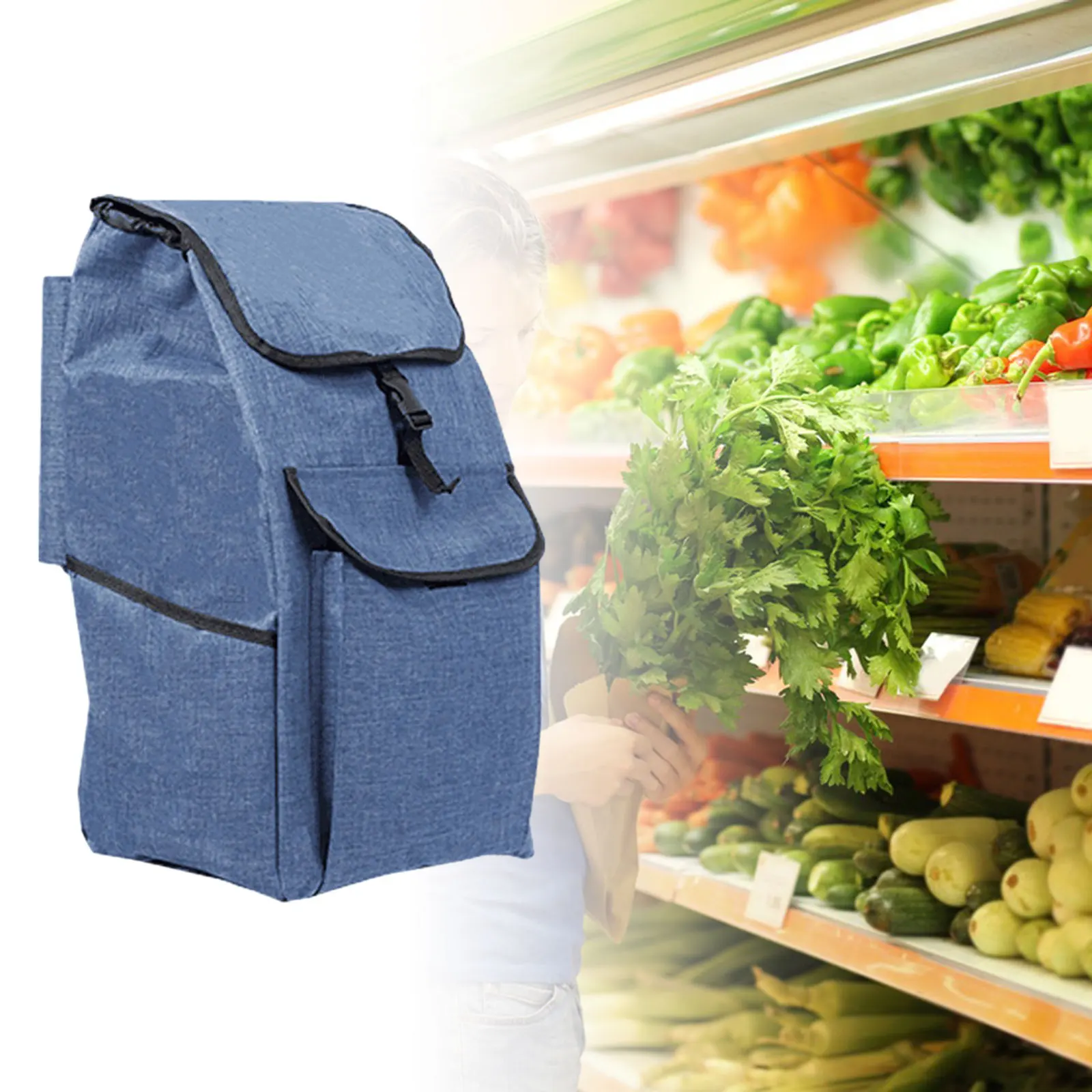 Folding Shopping Trolley Replacement Bag Oxford Cloth Shopping Cart Bag Waterproof Storage Bag for Grocery Cart Trolley