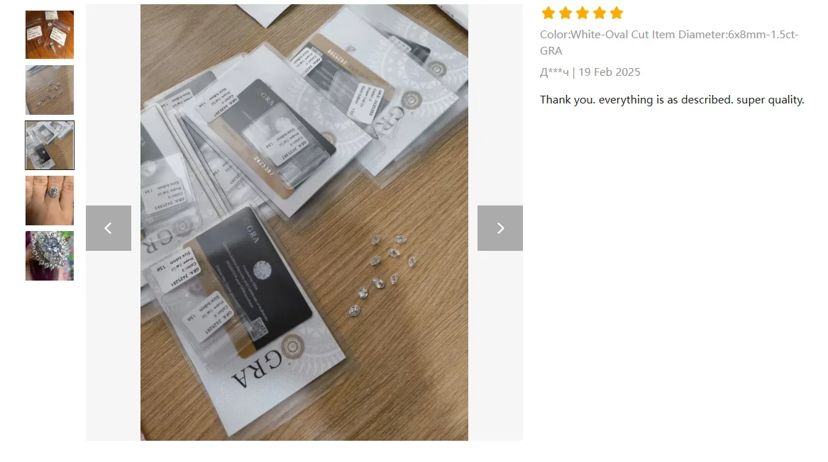 Moissanit-Stein, oval geschliffen, Farbe D, Reinheit VVS1, synthetische Edelsteine für die Herstellung von Schmuck im DIY-Stil, mit Zertifikat. – Detail 10