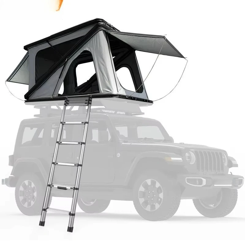 Z Shape Aluminum Hard Shell Black Waterproof Oxford Fabric Roof Top Tent High Space Camping Car Rooftop Tent