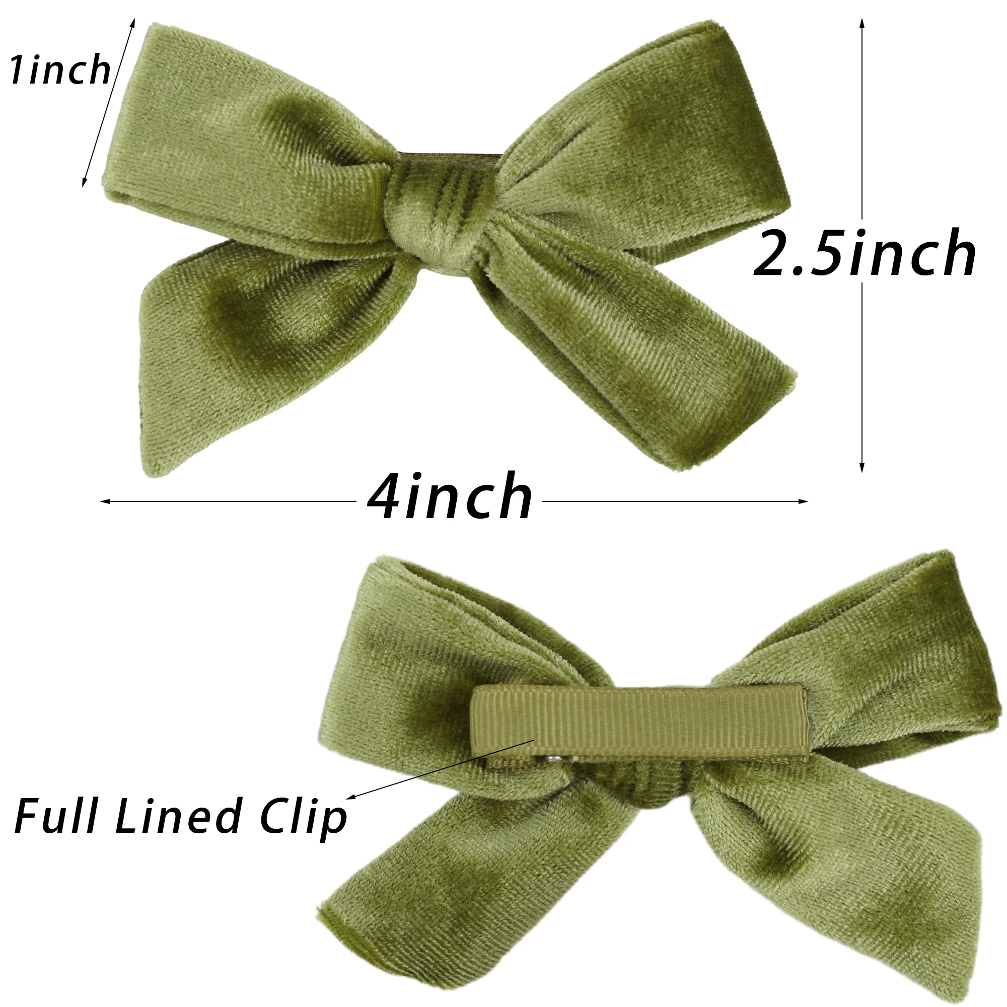 Velvet Hair Bows Clips para meninas, presilhas de metal, acessórios do bebê, crianças pequenas, 4 ", 6pcs, 3 pares