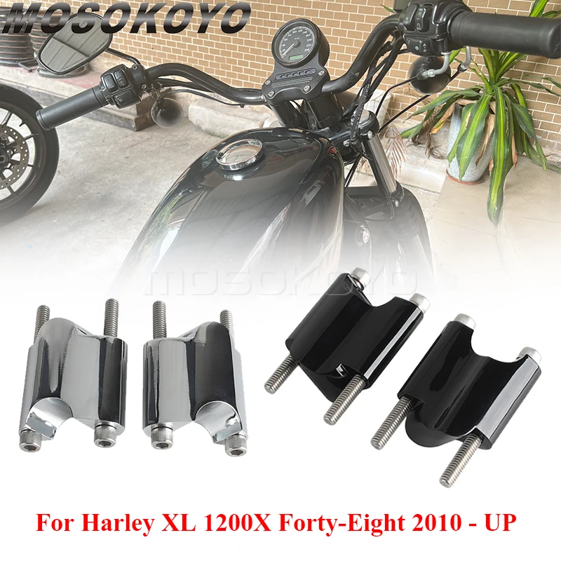 

Aluminum 2" Rise 1" Bar Handlebar Riser Heighten Block Extension Kit For Harley Sportster XL1200 XL48 48 Forty-Eight 2010-UP