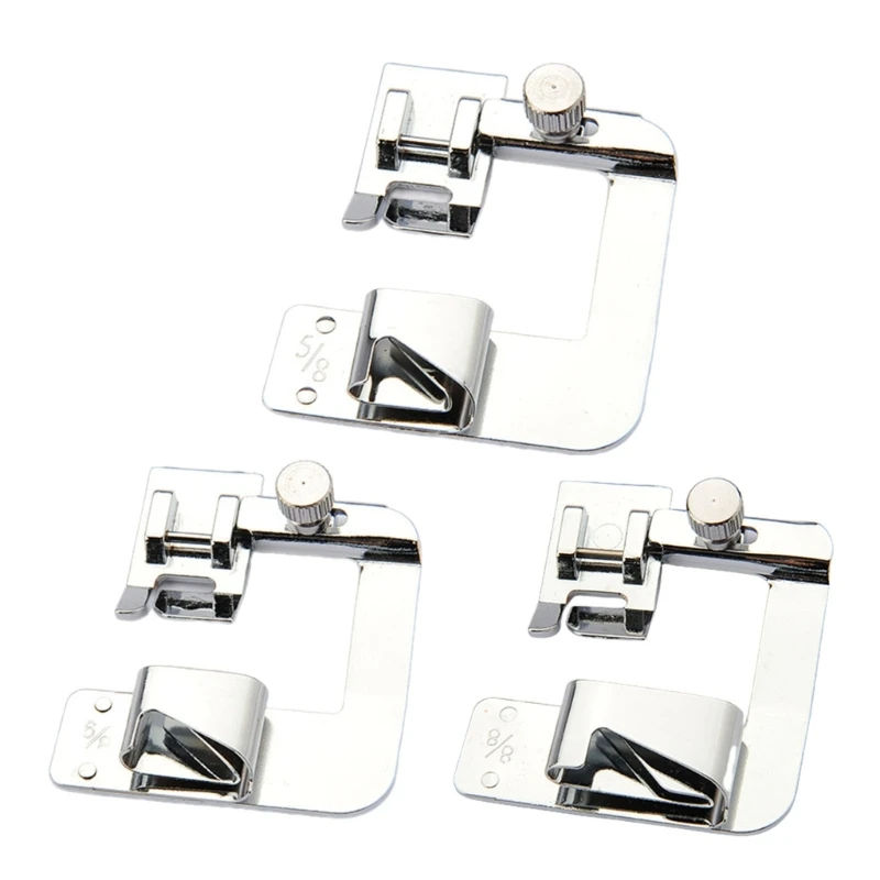 

3Pcs Rolled Hemming Presser Foot, 8/8Inch, 6/8Inch, 4/8Inch Wide Rolled Hemming Presser Foot Sewing Machine Foot