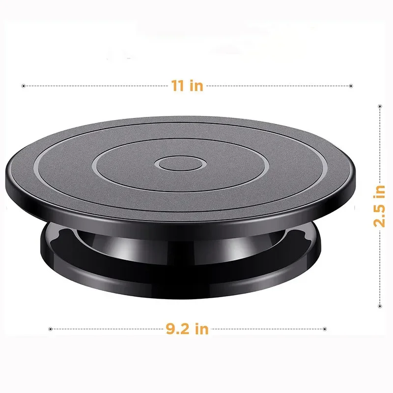 11 Inch Spinning Turntable Engraving Wheels Spinning Cake Turntable Black Painting Turning Table Lightweight Holder For Painting