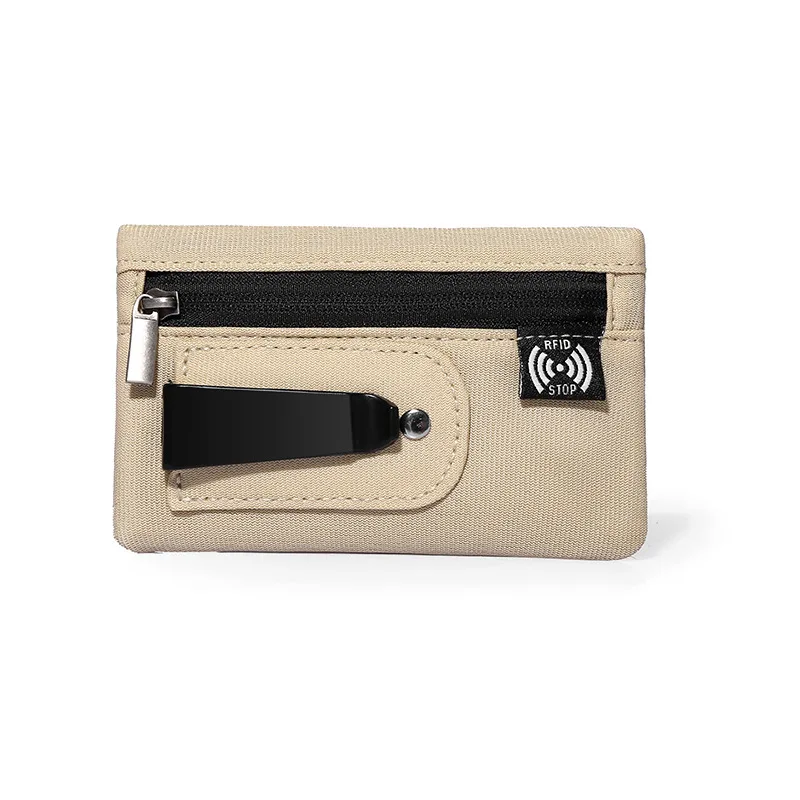 1 x Mini-Geldbörse, einfache Stofftasche mit Reißverschluss und Gürtelclip, nicht geflochtener RFID-blockierender Geldbeutel-Organizer für Bargeld und Münzen – Detail 12