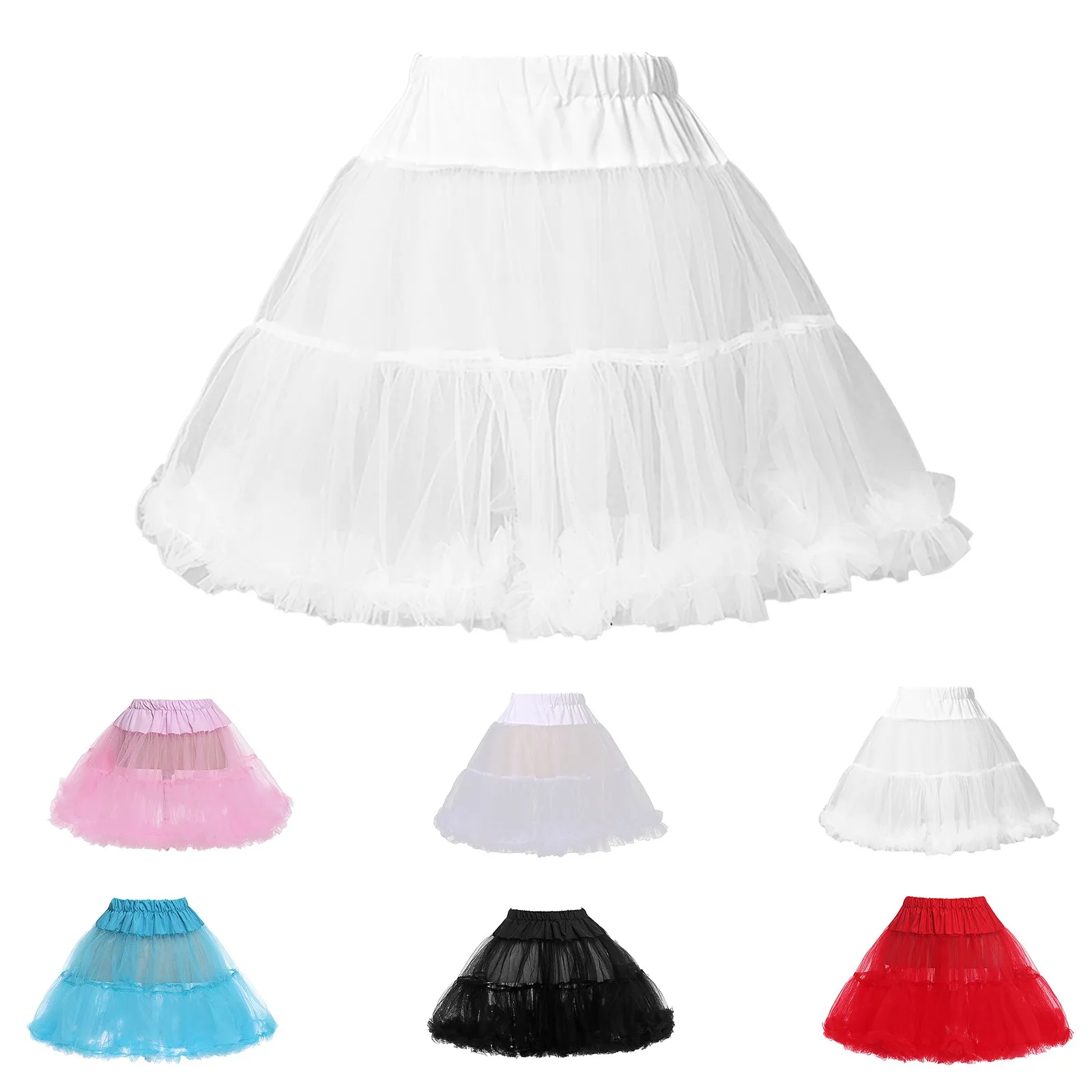 Women Flower Style Pink Lolita Petticoats Crinoline Inner Bustle Cosplay Tutu Puffy Cancan Skirt Under Wedding Dresses Crinolina