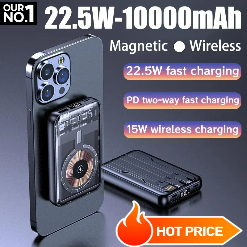 

New 50000mA Magnetic Wireless Portable Power Bank for Magsafe Fast Charging External Battery Charger Cases for iphone Samsung