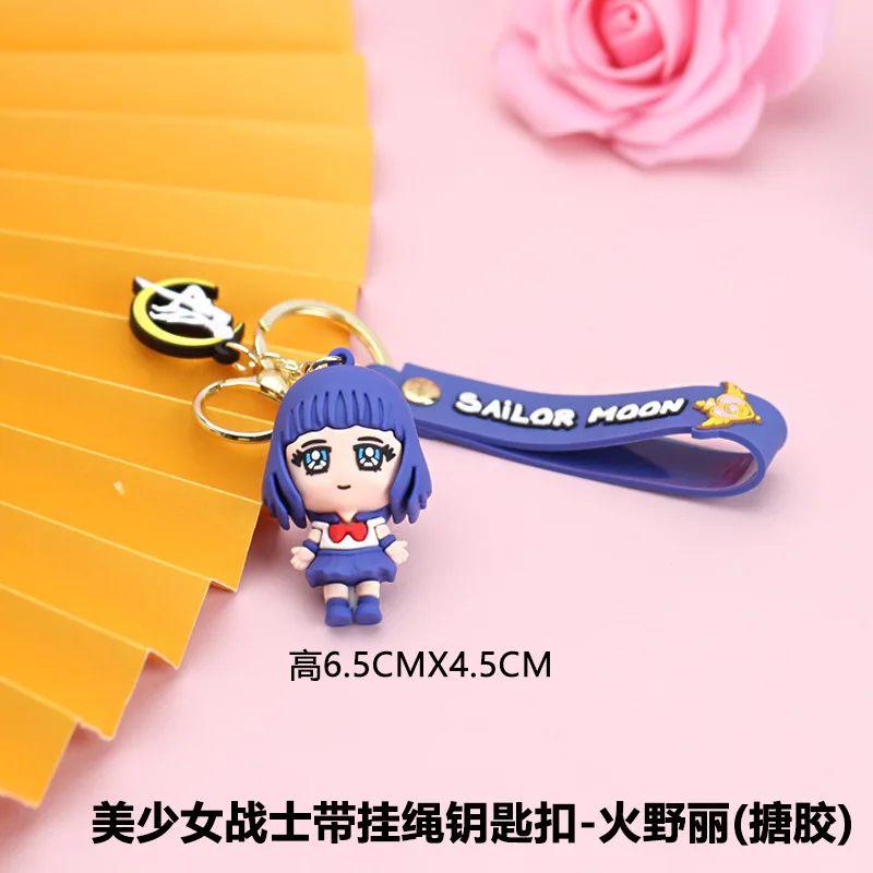 Llavero de Anime Sailor Moon, Figura de Acción de Luna y Artemis, Colgante de Tsukino Usagi y Hino Rei, Llavero de PVC, Modelo Coleccionable, Juguetes y Regalos