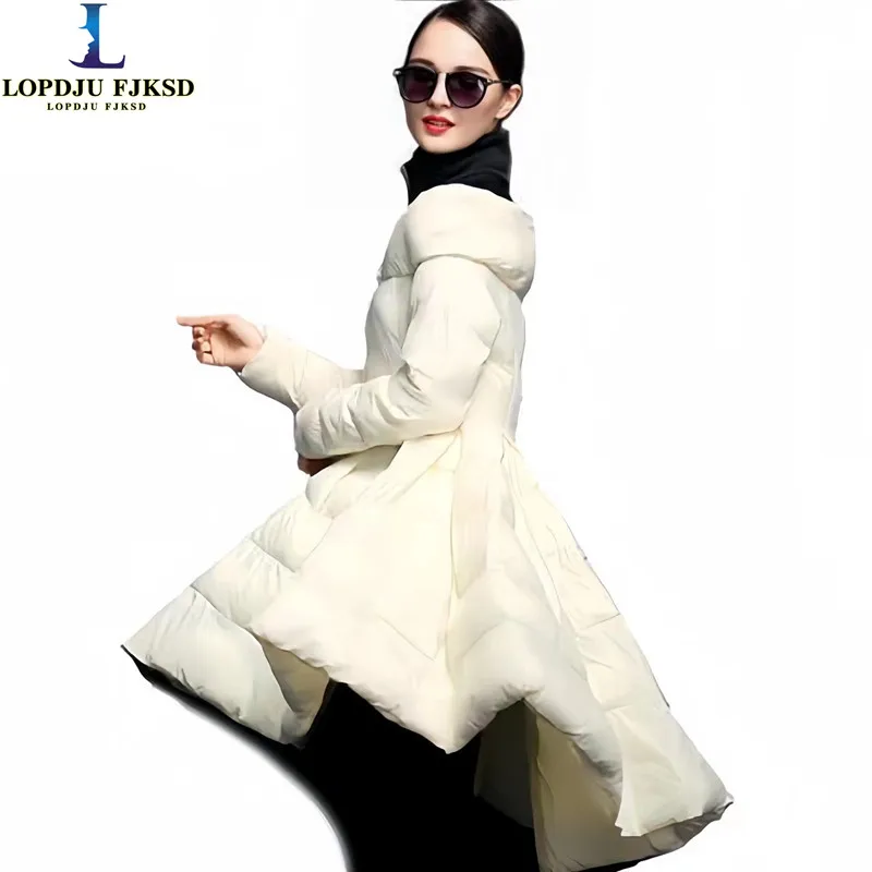 

90% White Duck Down Jacket for Women, New England Style, Skirt Coat, Casual Parkas, Oversize Female Clothing, Fashion, Winter