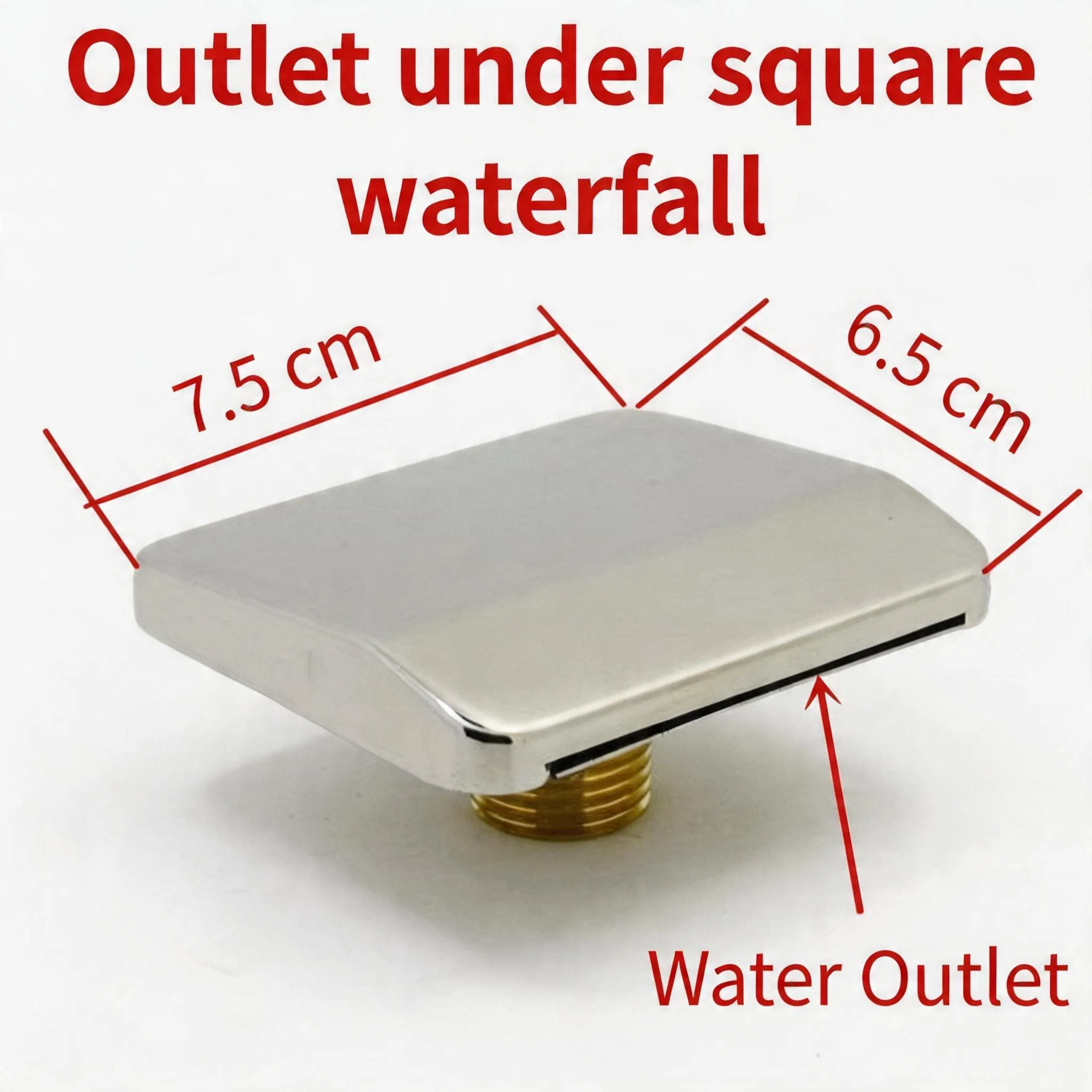 Rectangular Square Stainless Steel Pool Waterfall Outlet G1/2 Thread Wall Mount Spa Bathtub Faucet Replacement Parts Kit