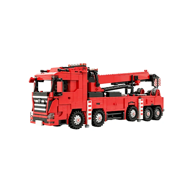 MOC Heavy-Duty Rotator Wrecker Truck Building Blocks Set Roadside Assistance Engineering Rescue Vehicle Model Adult Gift