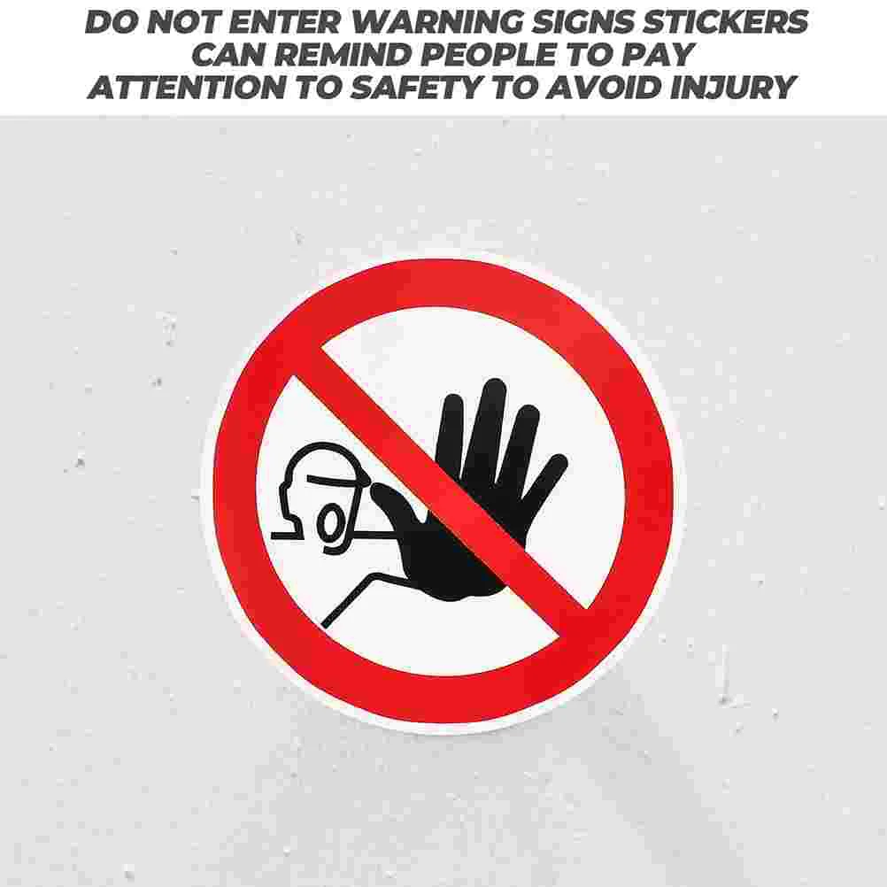 5 Pcs Warning Stickers Round No Entrance Label The Sign Labels Posted Signs Trespassing Self-adhesive Vinyl Caution Decal