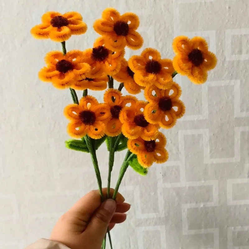 Sunflower Chenille Stems DIY Craft Materials Twist Stick Cleaners Kids Educational Handmade Colorful Gift Chenille Stems Pipe