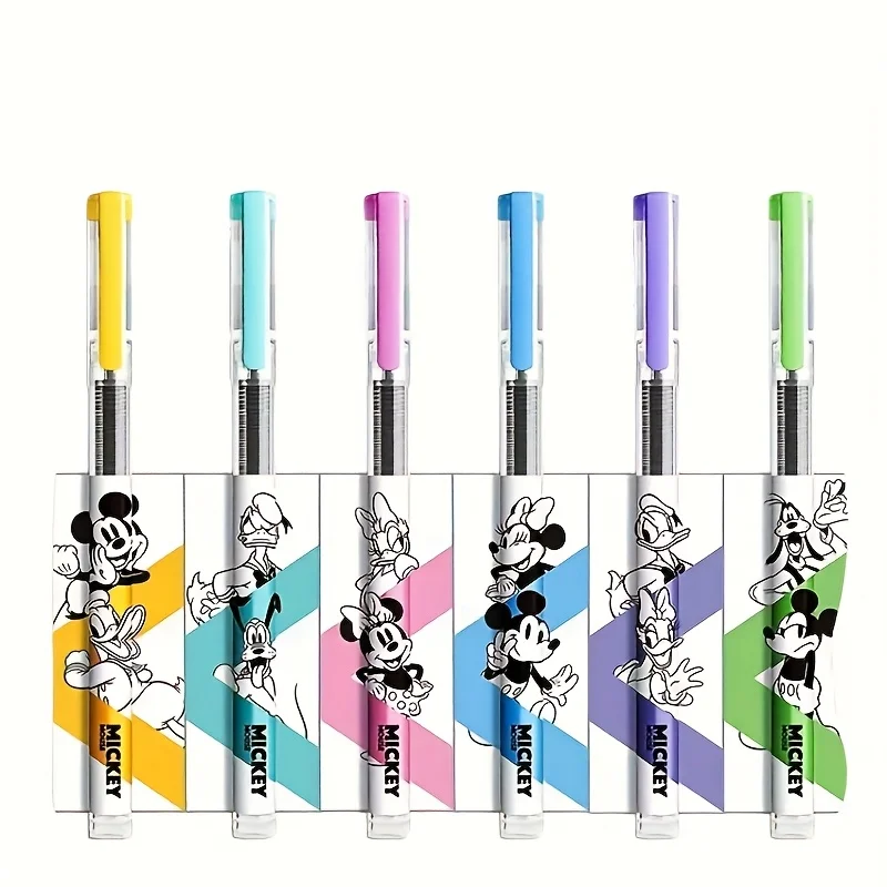 6pcs Disney Mickey, Minnie And Friends Retractable Neutral Pen, 0.5Mm Tip, Suitable for Office Use, Creative Learning Stationery view 6