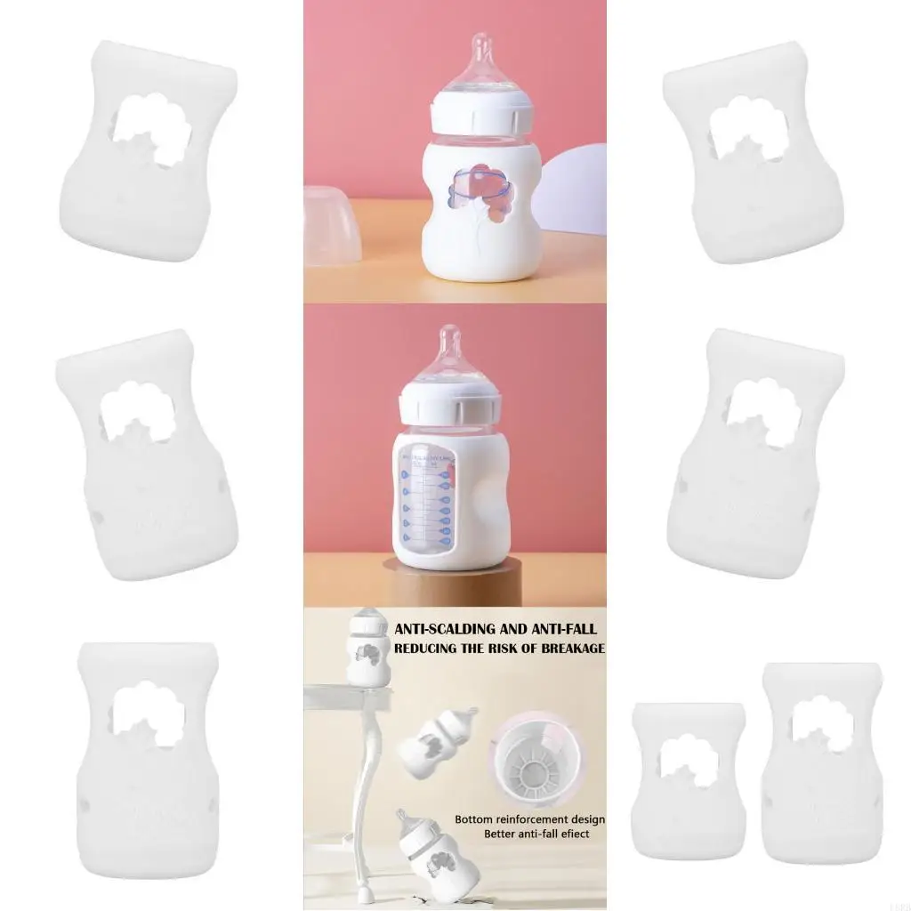 

Soft Silicone Sleeve for Wide Neck Glass Baby Bottles, Anti Slip and Breakage Protections Case Cover L8RB