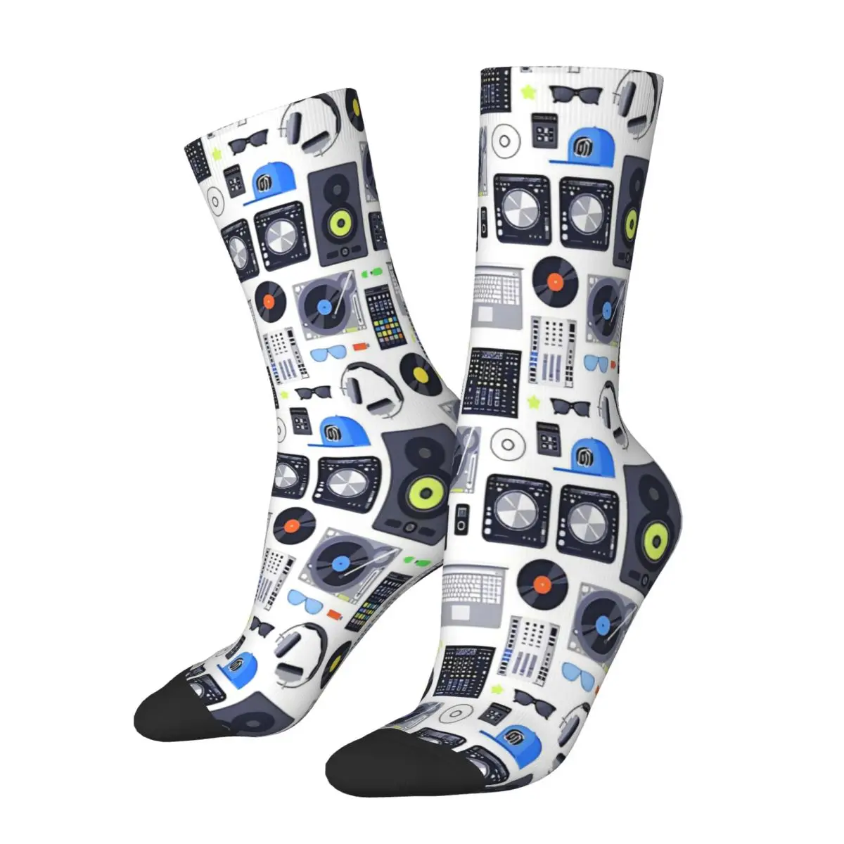 Winter Warm Fashion Men's Women's Discjockey Pattern DJ Music Vinyl Turntables Socks Retro Non-slip Yoga Socks