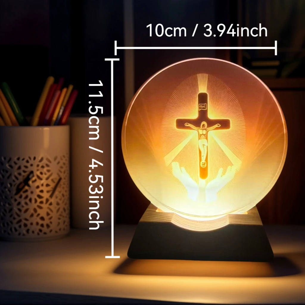 1pc Cross-shaped night light is suitable for Ramadan lovers, Mother's Day, Easter, New Year celebrations, bedroom table lamp, at