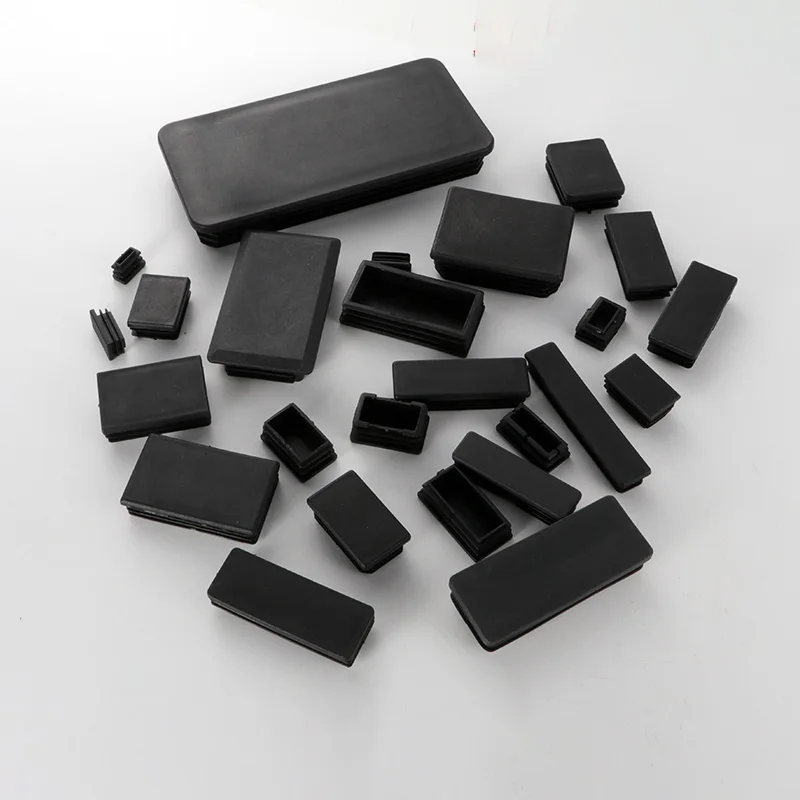 Rectangular Pipe Tube Cap Insert Plugs Black Plastic Blanking End Caps 10x15mm-60x100mm Furniture Tables Chairs Foot Pads