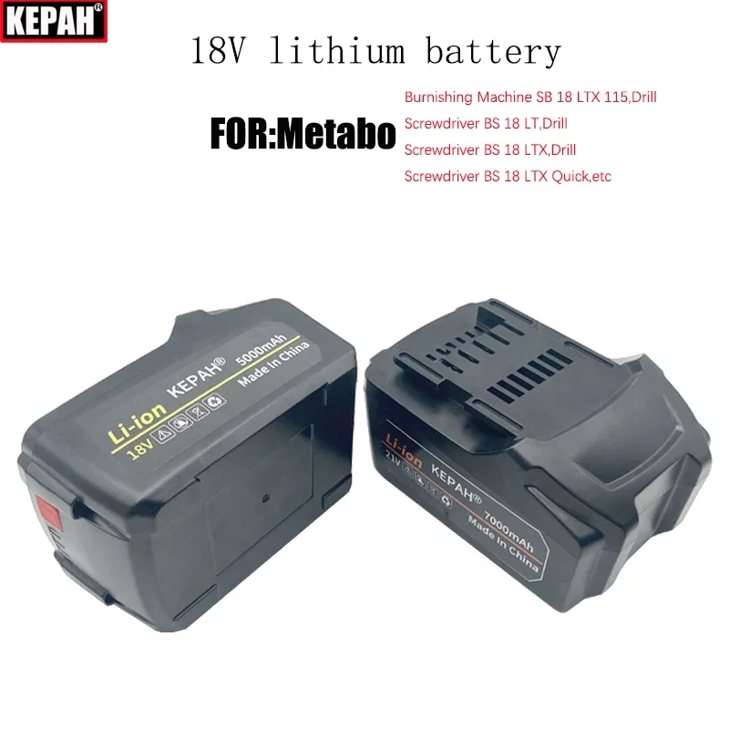 

18V 5Ah 7Ah lithium battery,for Metabo cordless electric tools,drill bits,wrenches,hammers,saws,asc30, asc55, BSZ18，SSW，SSD 18LT