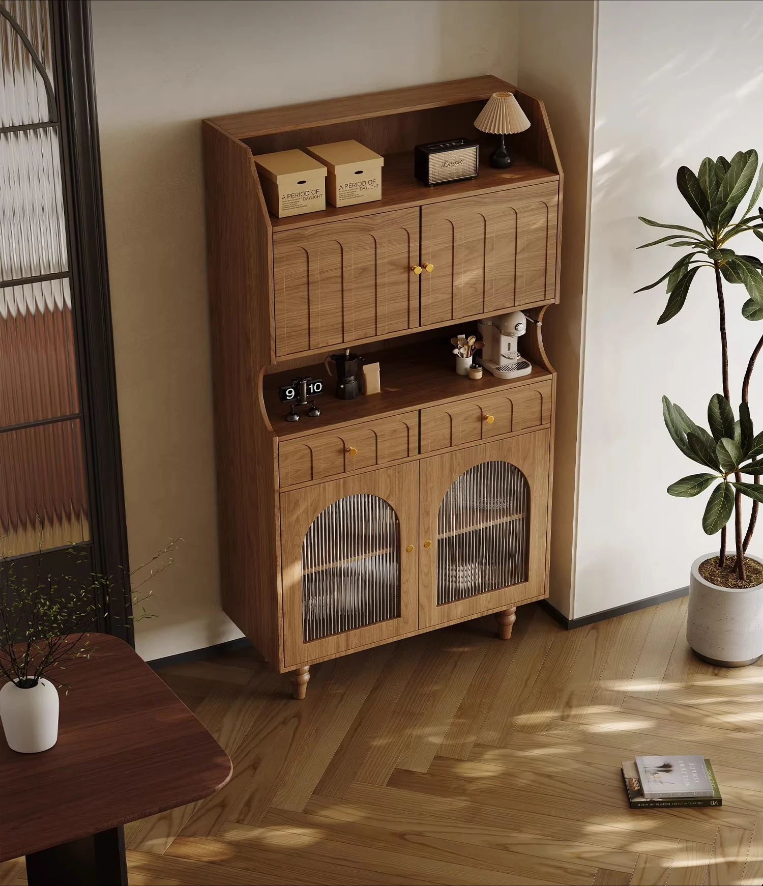 

French retro solid wood dining side cabinet against the wall kitchen antique wine cabinet storage tea cabinet