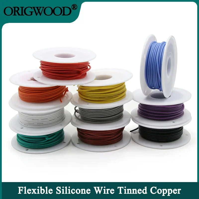 

Flexible Silicone Wire In Roll 30/28/26/24/22/20/18/16AWG Silicone Rubber Insulated Tinned Copper 600V Heat-resistant Cable Kit