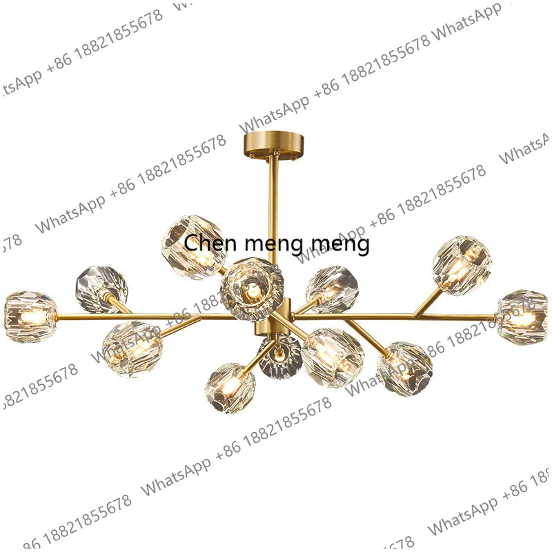 

Цельномедная люстра в стиле французского средневековья и американского ретро, с кристаллами K9, для гостиной, спальни, столовой, в скандинавском молекулярном стиле.