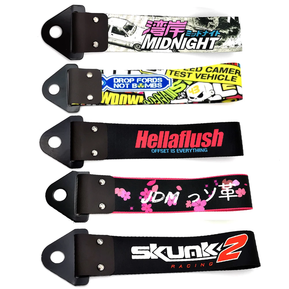 Cinto de reboque estilo JDM Racing para carro e moto, fita de reboque, corda de reboque, acessórios para carro