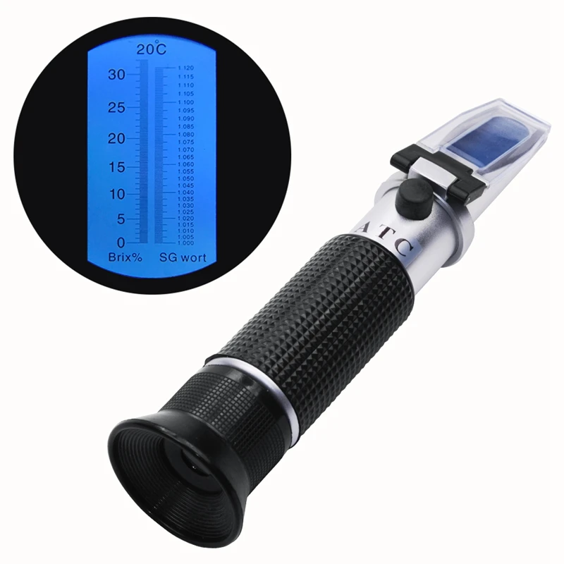 Handheld Wort Beer Refractometer 0-32% Brix Specific Gravity 1.000-1.120 Home Brewing Refractometer Tester Dual Scale