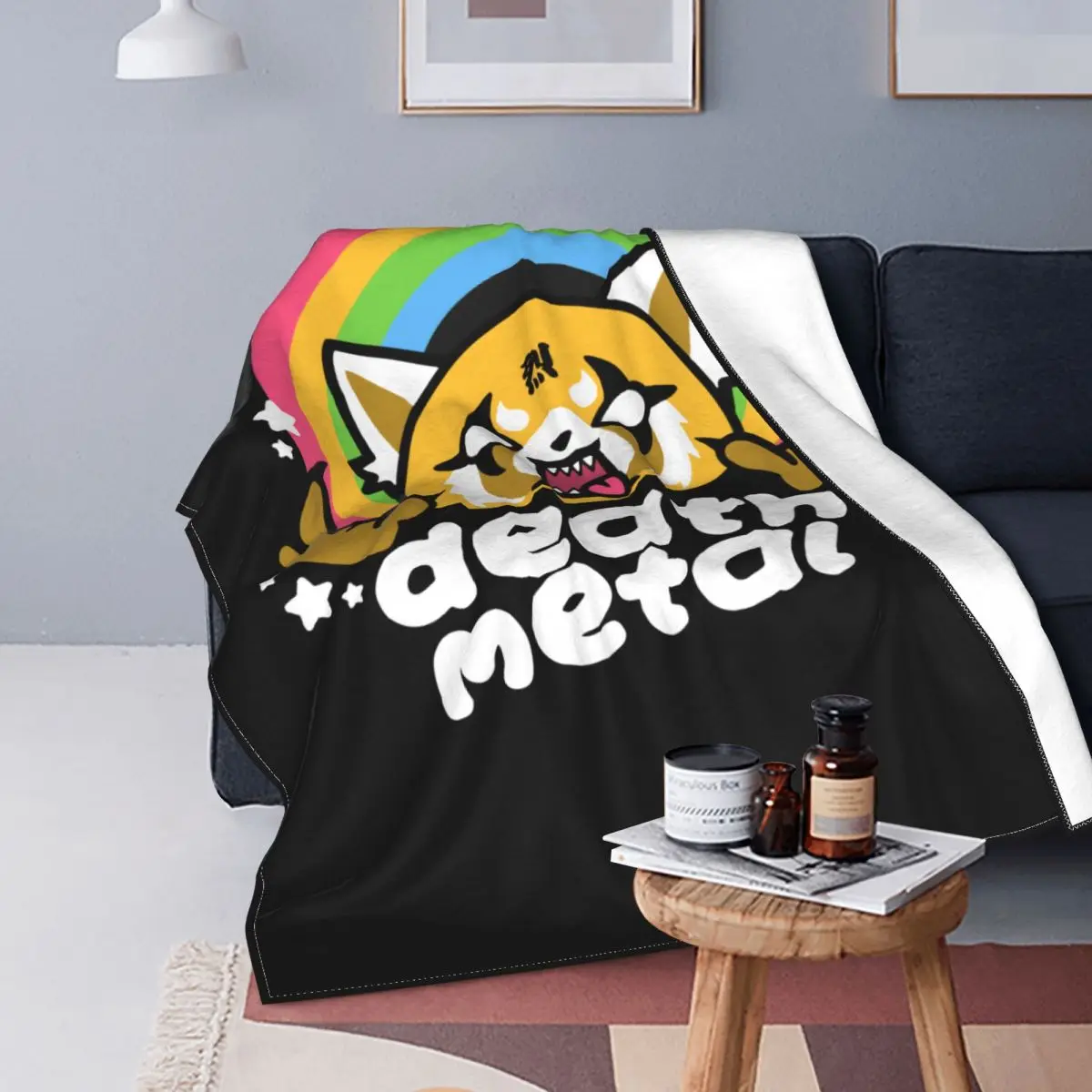 Death Metal Aggretsuko Aggressive Retsuko Blanket Flannel Winter Portable Ultra-Soft Throw Blankets for Home Bedroom Rug Piece