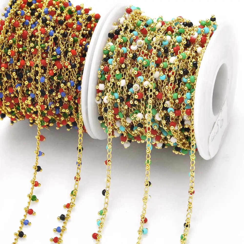 

OCESRIO 10M Multicolor Beads Chain Necklace DIY Bracelet Making Adjustable Copper Chain for Jewelry Making Supplies cana155